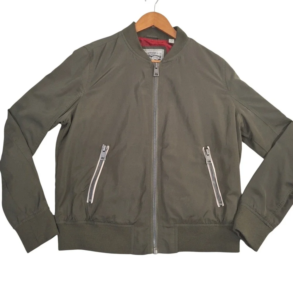 Levis Jacket Mens Large Green MA-1 Flight Military Army Flyers Bomber